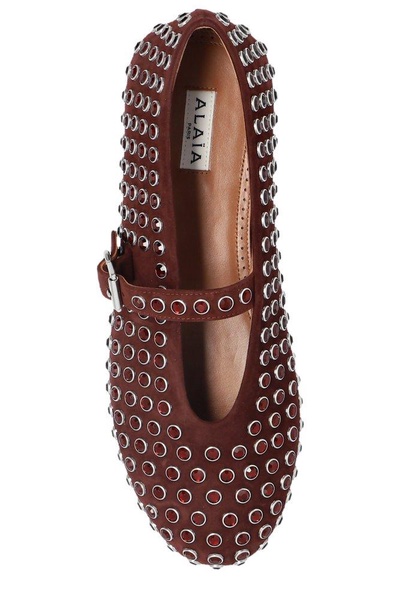 Crystal Stud Mary Jane Ballerina Flats
