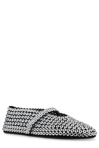 Suede Glass-Embellished Ballet Flats