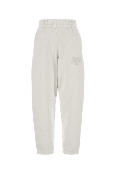 White Cotton Blend Joggers