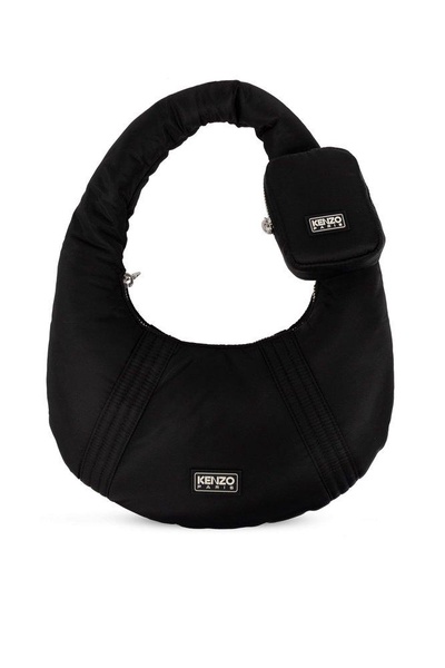Logo Patch Zipped Shoulder Bag