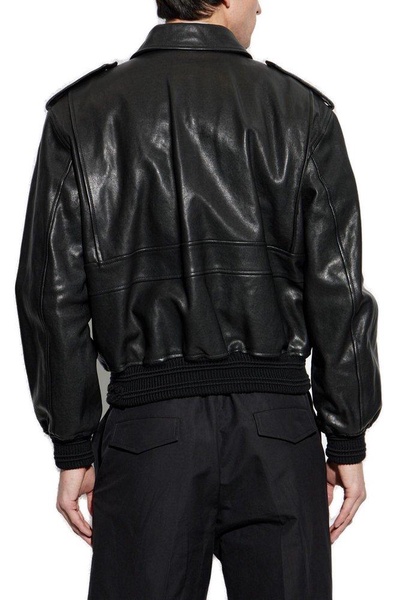 Leather bomber jacket