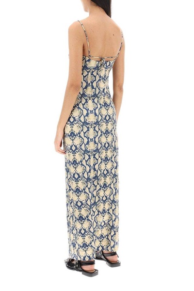 Slip Dress In Snake Printed Crinkled Satin