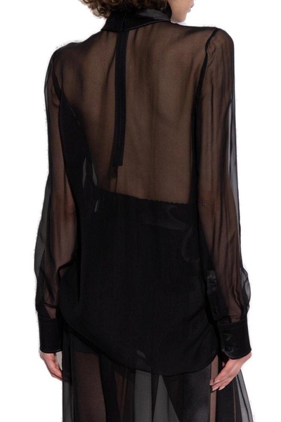 Dolce & Gabbana Transparent top with stand-up collar