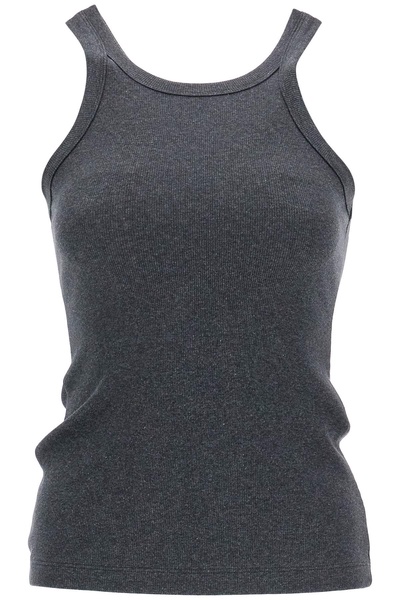 organic cotton ribbed tank top charcoal melange with wide straps