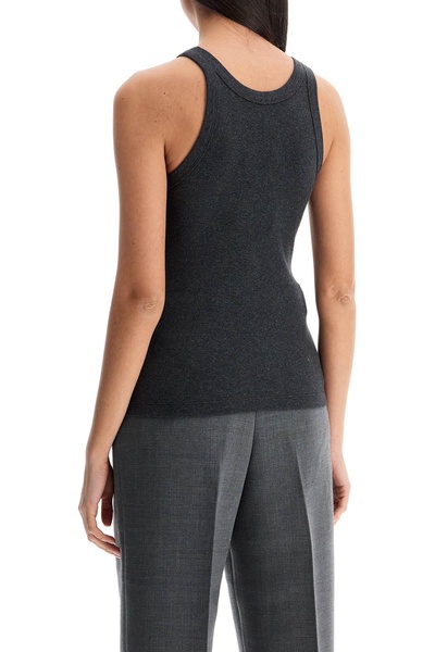 organic cotton ribbed tank top charcoal melange with wide straps