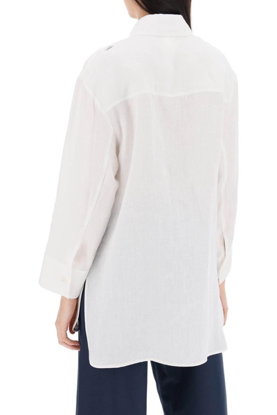 daria linen shirt with three-quarter sleeves