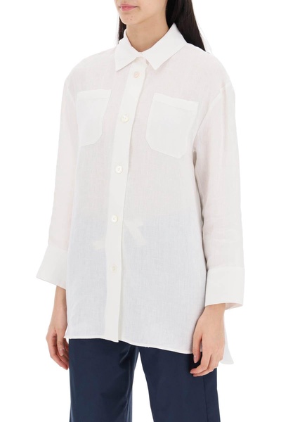 daria linen shirt with three-quarter sleeves