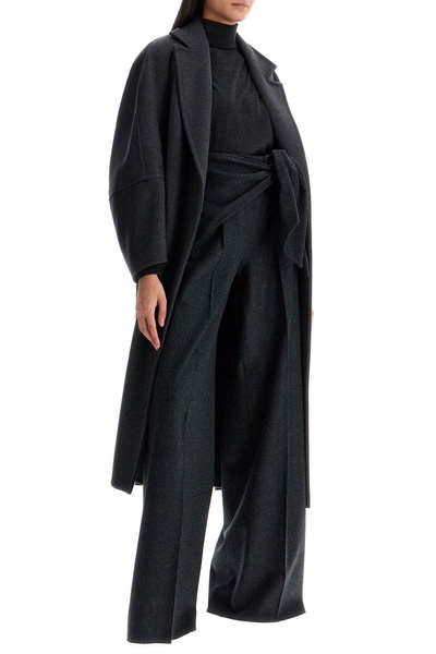 stretch wool pants with bow detail