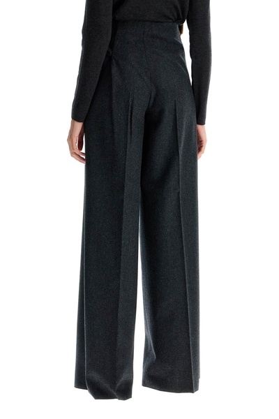 stretch wool pants with bow detail