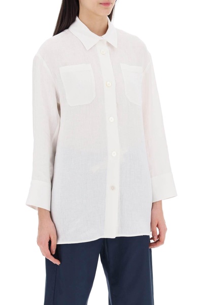 daria linen shirt with three-quarter sleeves