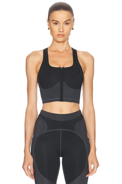Two-Tone Zipped Crop Top