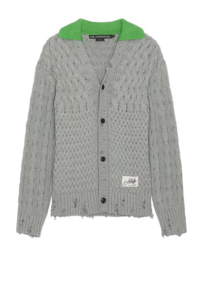Green Collar V-Neck Cardigan