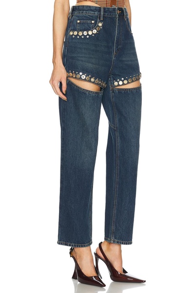 Crystal Cut Out Straight Leg