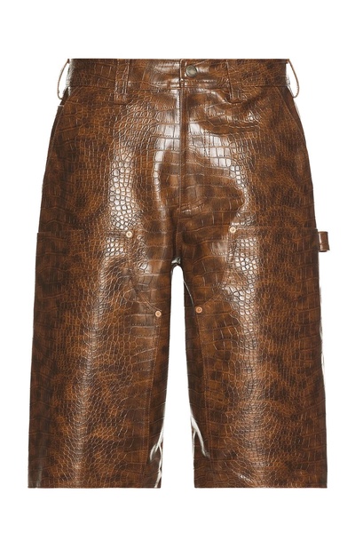 Faux-Leather Double Knee Shorts