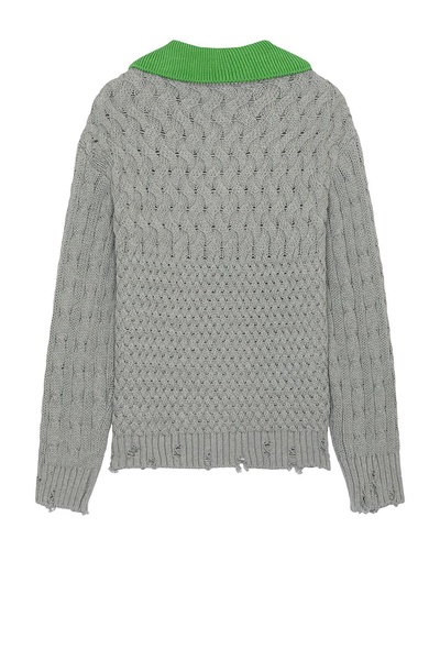 Green Collar V-Neck Cardigan