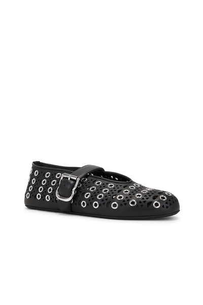Vienne Buckle Eyelet & Laser-Cut Leather Ballet Flats