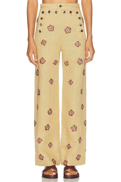 Embroidered Wax Flower Trouser