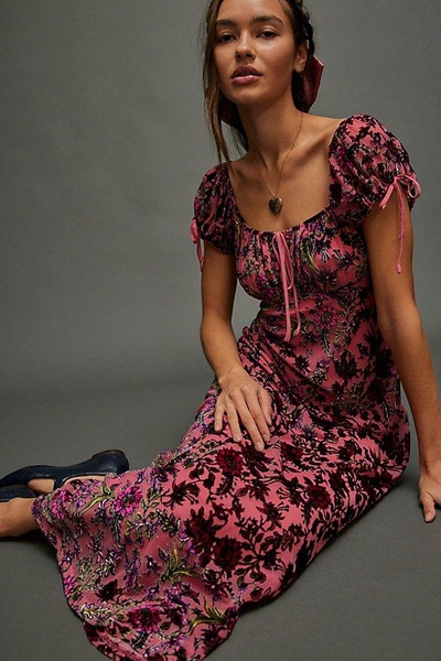 Fawna Floral Burnout Midi Dress