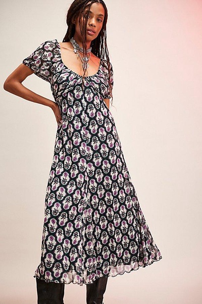 Sleeping Beauty Mesh Bow Midi Dress