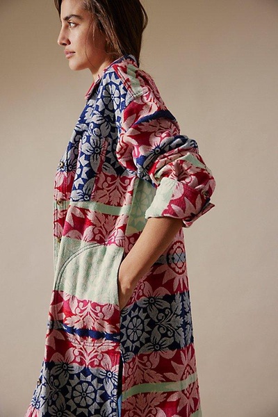 We The Free Brick Lane Jacquard Maxi Shirt Jacket