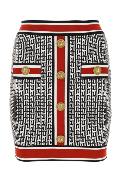 Embroidered viscose blend mini skirt