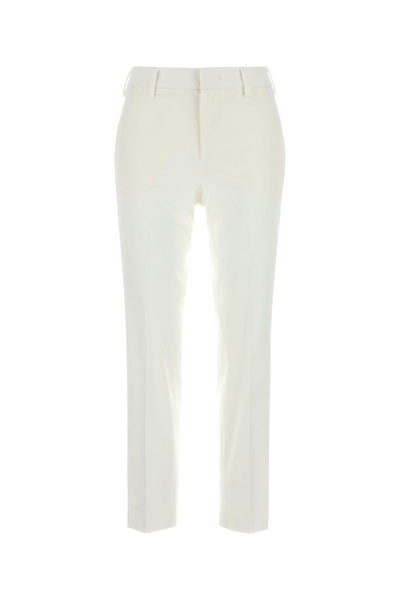 White stretch cotton cigarette pant