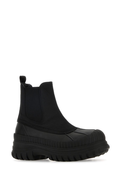 Ganni Women Black Fabric And Rubber Chelsea Ankle Boots