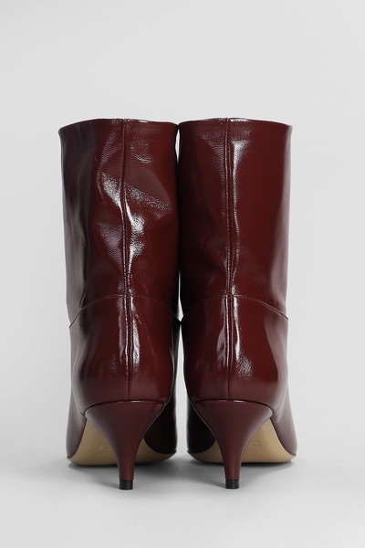 High Heels Ankle Boots In Bordeaux Leather