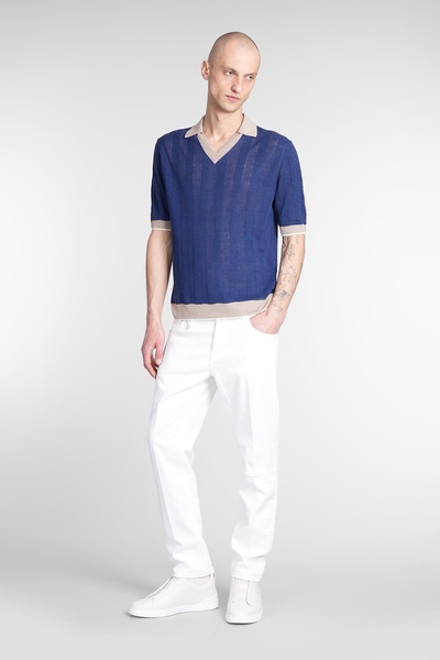 Polo In Blue Linen
