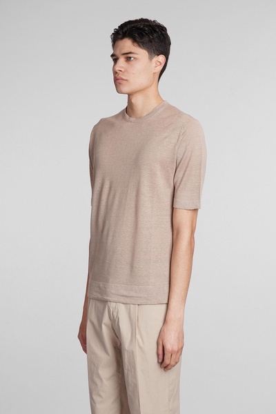 T-shirt In Beige Linen