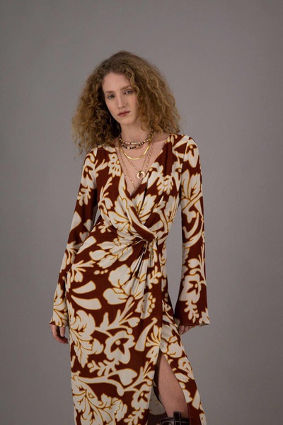 Amy In Flowered Burgundy Viscose