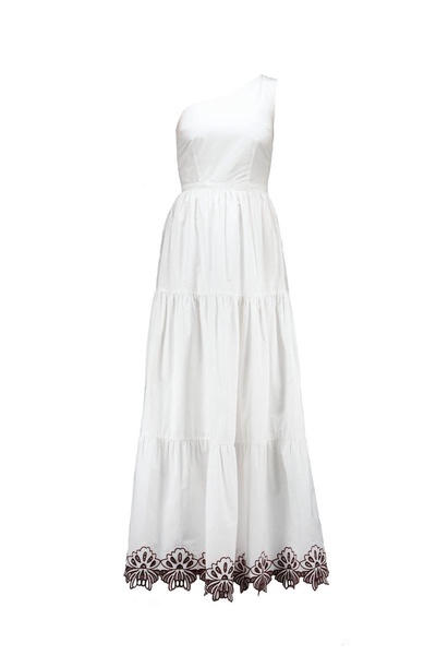 Leonor In White Cotton With Cut-out Flowers
