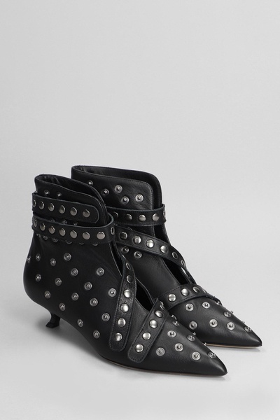High Heels Ankle Boots In Black Leather