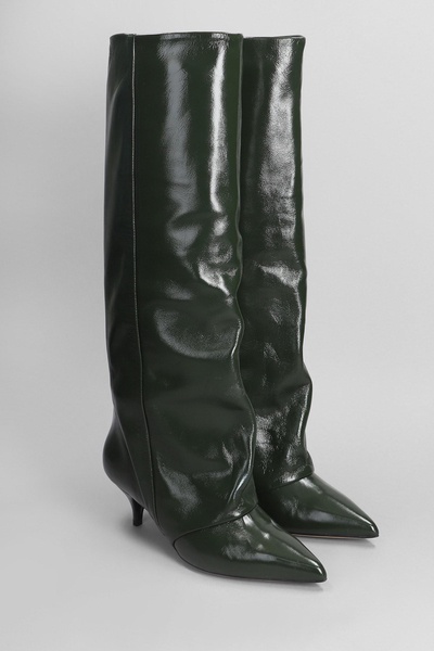 High Heels Boots In Green Leather