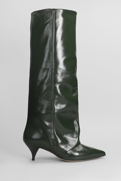High Heels Boots In Green Leather
