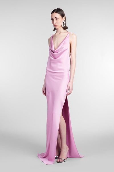 Vera Maxi Dress Woman In Rose-pink Polyester