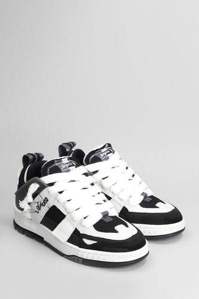 Area Patchwork Sneakers In Black Leather And Fabric