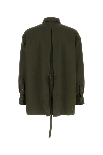 Olive Green Wool Oversize Shirt