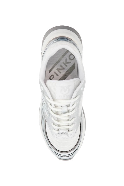 Mesh And Metallic Faux Leather Sneakers In