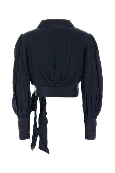 Zimmermann Women Dark Blue Silk Wrap Blouse