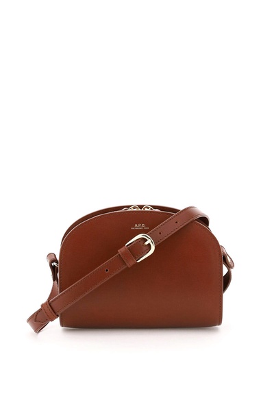 A.P.C. Women Caramel Leather Mini Demi Lune Shoulder Bag