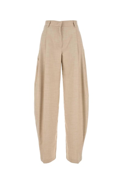 Beige Stretch Polyester Blend Pant