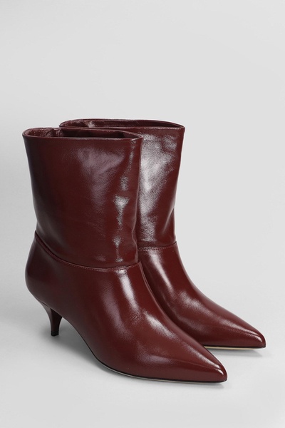 High Heels Ankle Boots In Bordeaux Leather