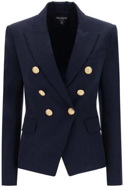 Double breasted wool twill blazer
