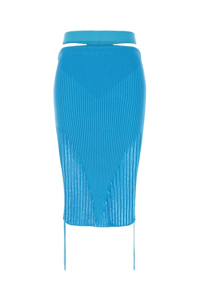 Turquoise Stretch Viscose Blend Skirt