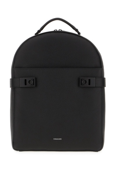 Black Calf And Fabric Backpack