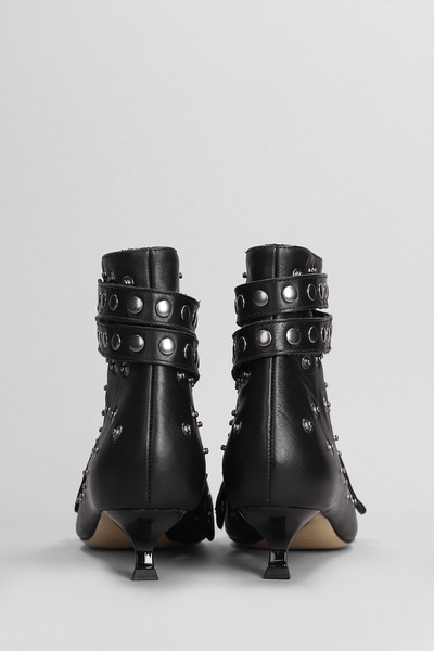 High Heels Ankle Boots In Black Leather