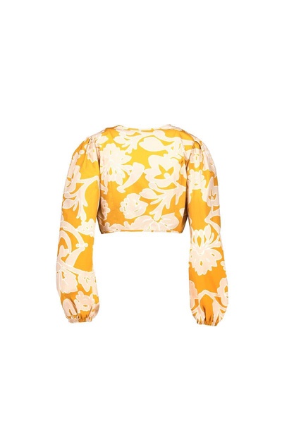 Susie In Flowered Ochre Cotton
