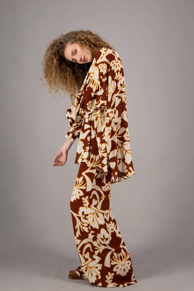 Carol In Flowerd Burgundy Viscose