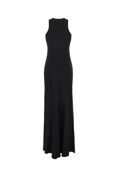 Black Acetate Blend Long Dress